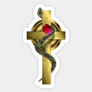 Gold Rosy-Cross + Serpent Sticker